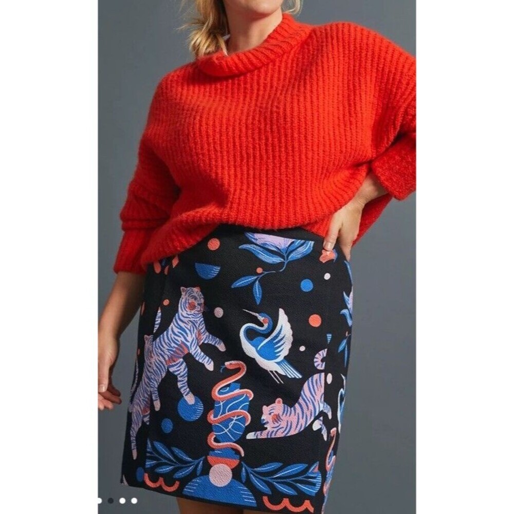 Anthropologie Super Nice Letters Julie Midi in Black Sweater Skirt Sz XS/P Artsy